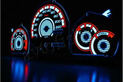 Ford Escort MK7 светодиодные шкалы (циферблаты) на панель приборов - дизайн 3